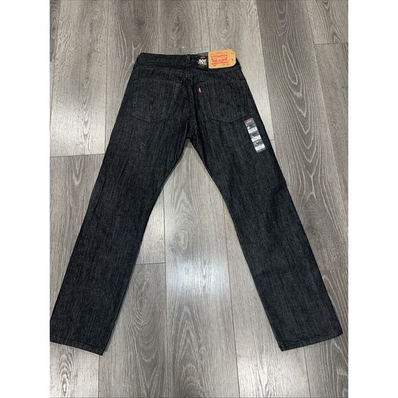 NEW Levis 501 Classic Straight BUTTON FLY 30x30 Stretch Denim Jeans Black - Picture 4 of 7